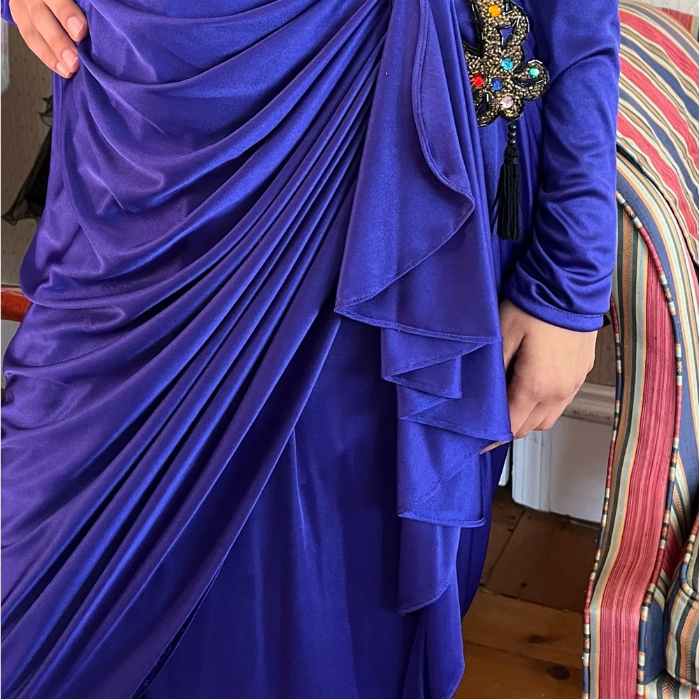 Vintage Royal Purple Disco Dress 1980s View 2